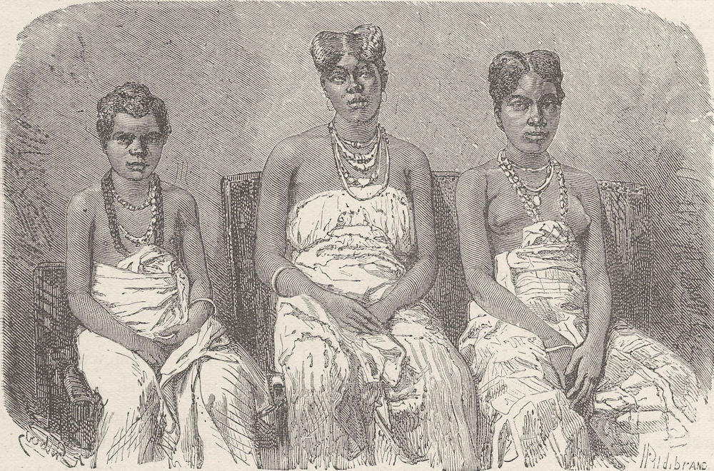 GABON. Daughters of King Louis 1891 old antique vintage print picture